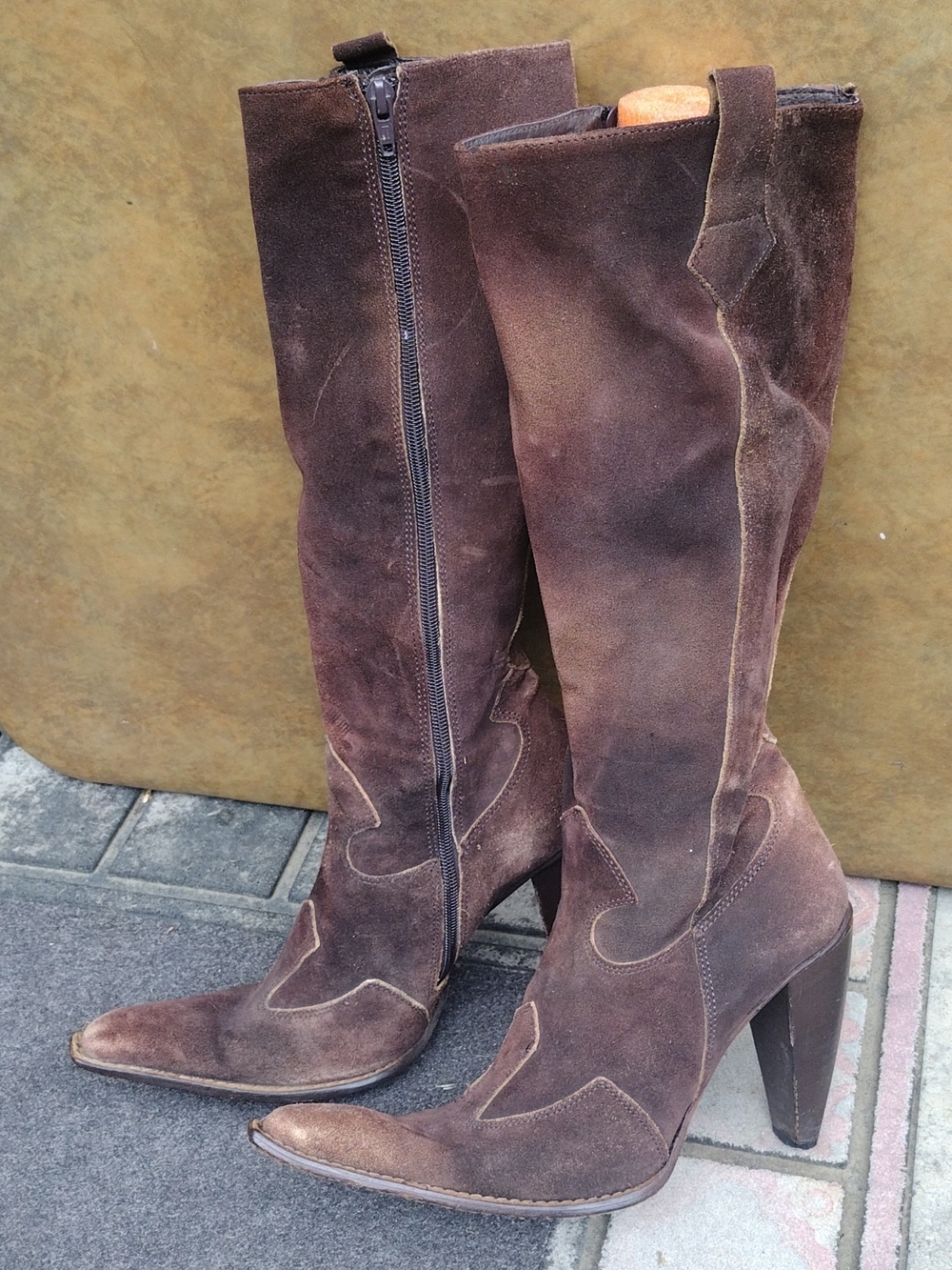 VERO CUOIO Women's Size 38 (USW 8) Suede Tall Boots 13" Brown (Made in Italy)